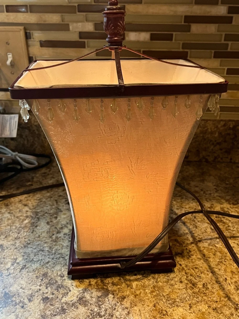 Elegant Cream Accent Table Lamp with Beaded Trim